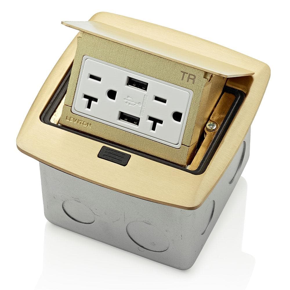 Pop-Up Floor Box with Dual Type A, 3.6 Amp USB Charger, 20 Amp Outlet, Brass PFUS2-BR price history on PriceWatchPro