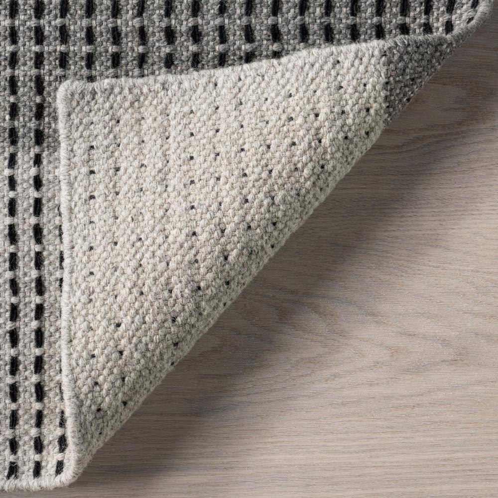 Gray and Black Plaid Wool Rectangular Area Rug 5' x 8'