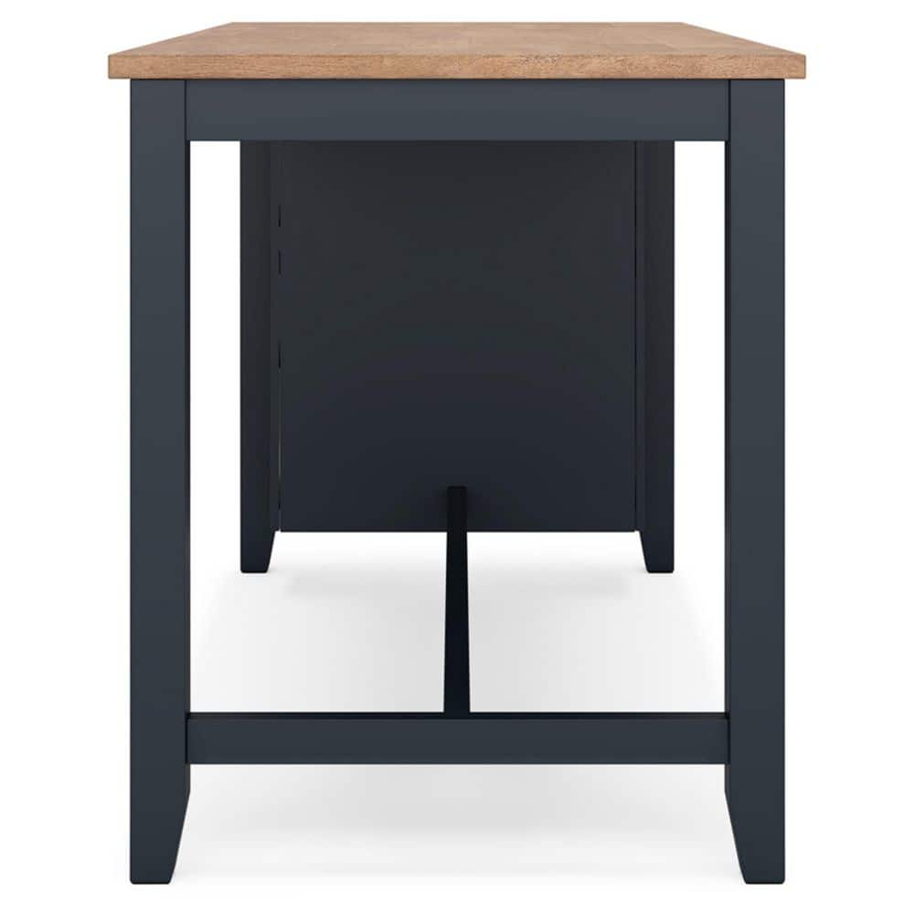 Beige and Blue Extendable Mango Wood Counter Height Dining Table