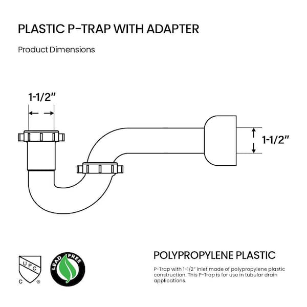 PLUMBFLEX 1-1/2 in. Polypropylene P-Trap with Adapter for