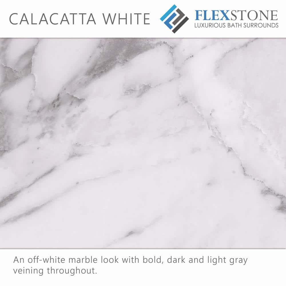 Calacatta White Composite Rectangular Shower Base with Low Threshold