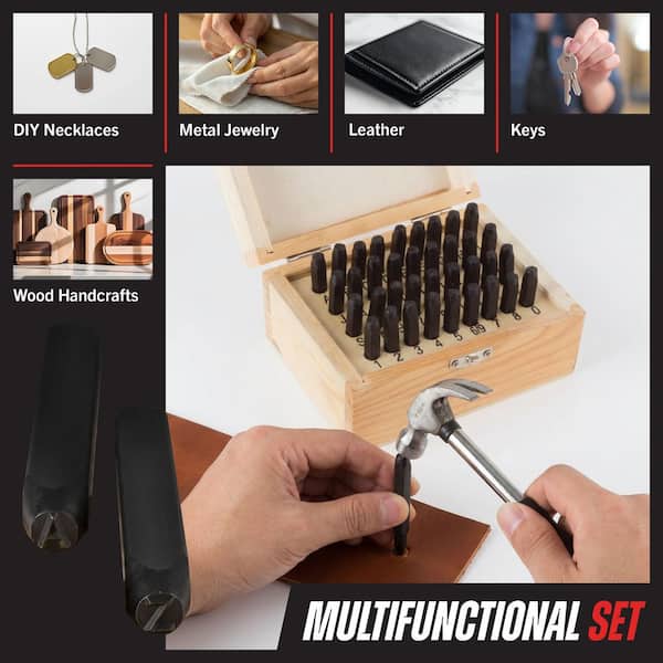 Stalwart 36-Piece Letter and Number Steel Punch Set with Wooden