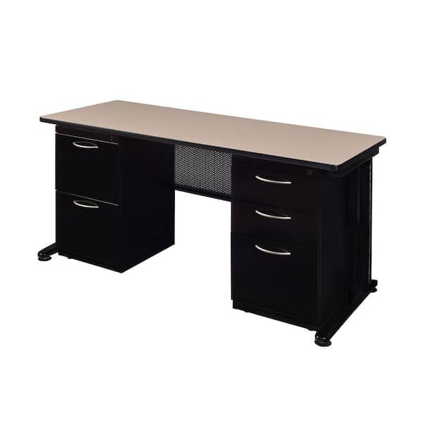 Regency Pendulum Beige 72 in. W x 30 in. D Double Pedestal Desk