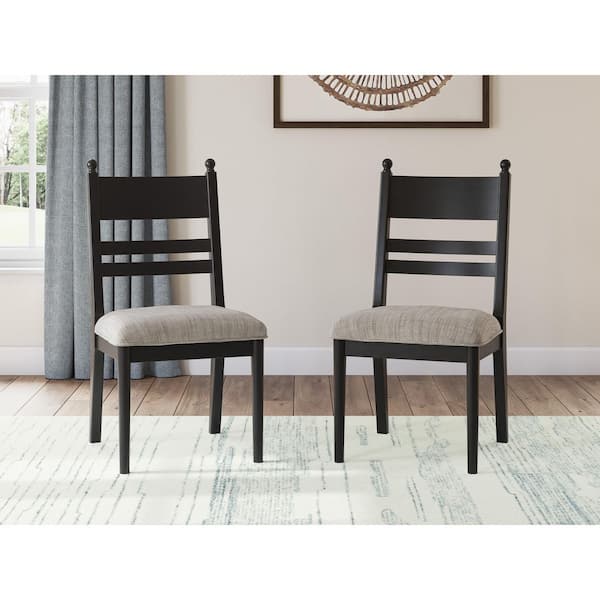Chadworth Light Gray/Black Polyester Cushioned Side Chair (Set of 2)