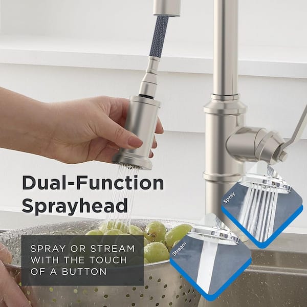 Gerber Kinzie Single Handle Pull Down Sprayer Kitchen Faucet in