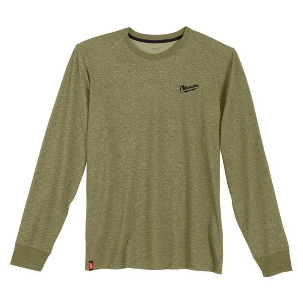 Milwaukee Men's Large Green Cotton/Polyester Long-Sleeve Hybrid Work T-Shirt (3-Pack)