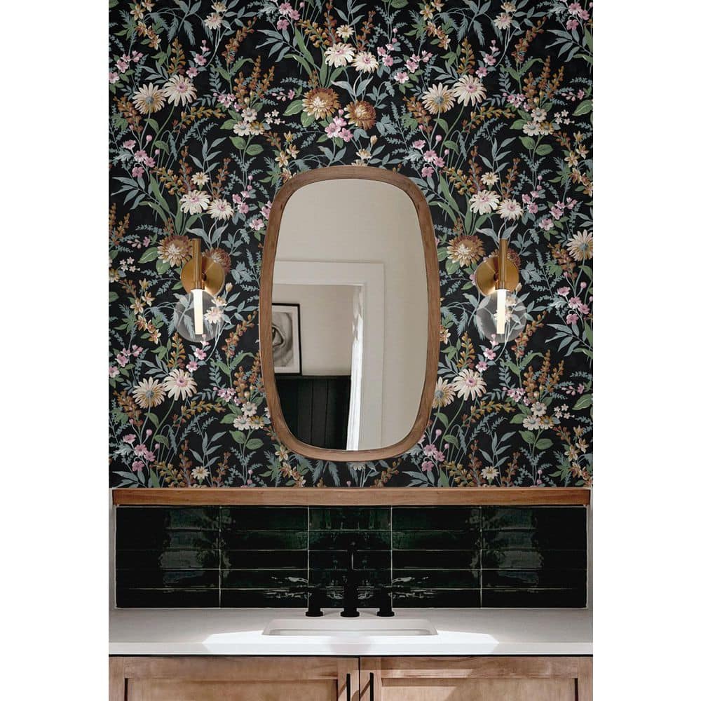 Onyx Vintage Floral Peel and Stick Wallpaper Roll