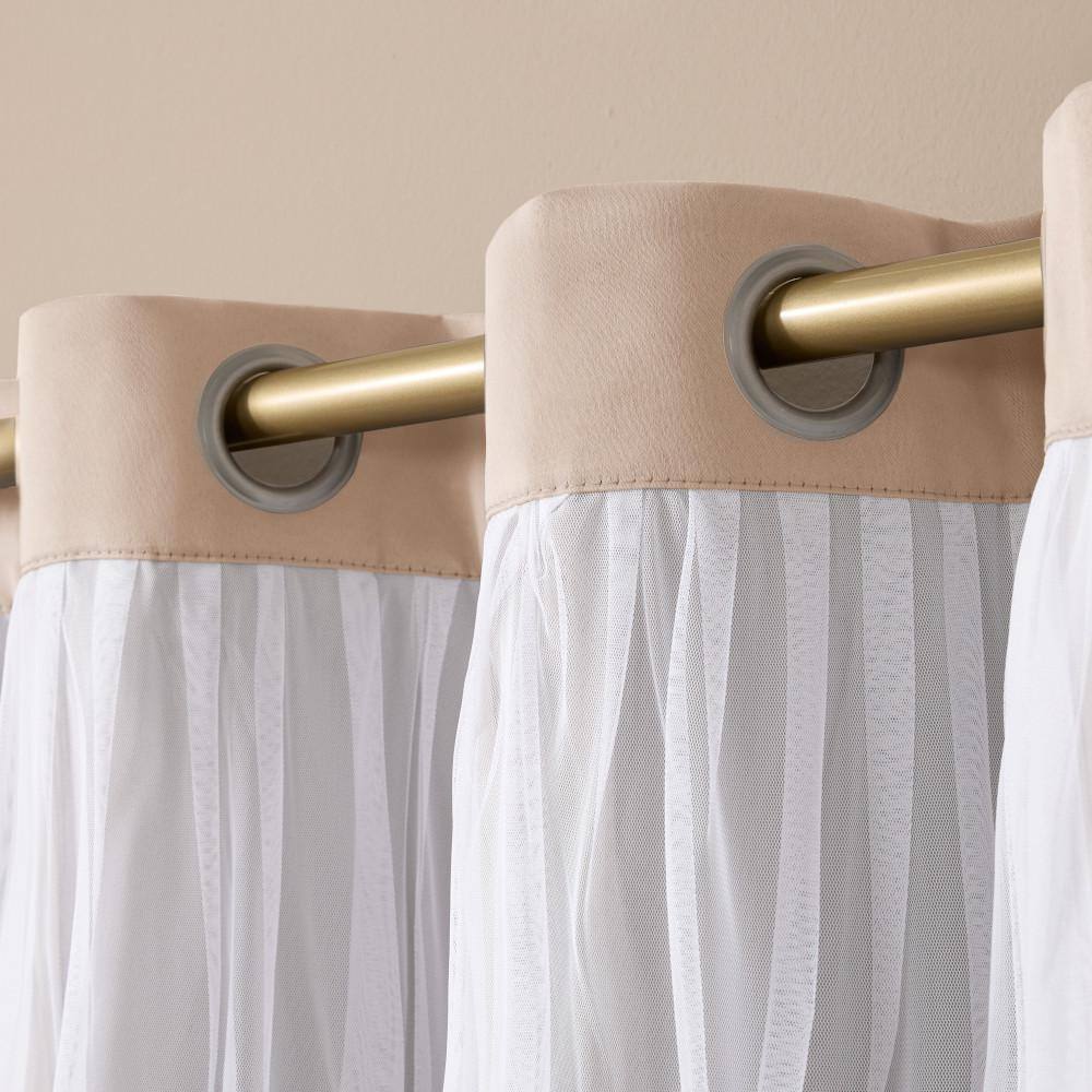 Rose Blush and Cloud Gray Blackout Sheer Grommet Curtain Panels