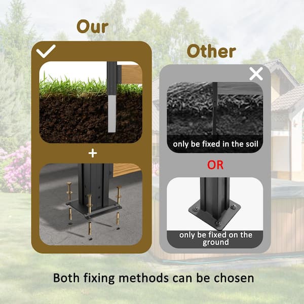 5 ft. x 3.3 ft. (1-Panel) Outdoor Fir Wood Flat Top Privacy Fence Screen with Metal Stakes for Soft and Hard Ground