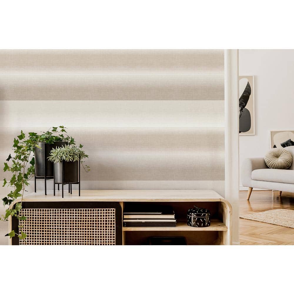 Medley Taupe and Brown Matte Vinyl Stripe Wallpaper Roll