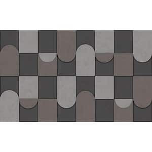 Taupe & Anthracite 3D Patchwork Print Non-Woven Paper Paste the Wall Textured Wallpaper 57sqft
