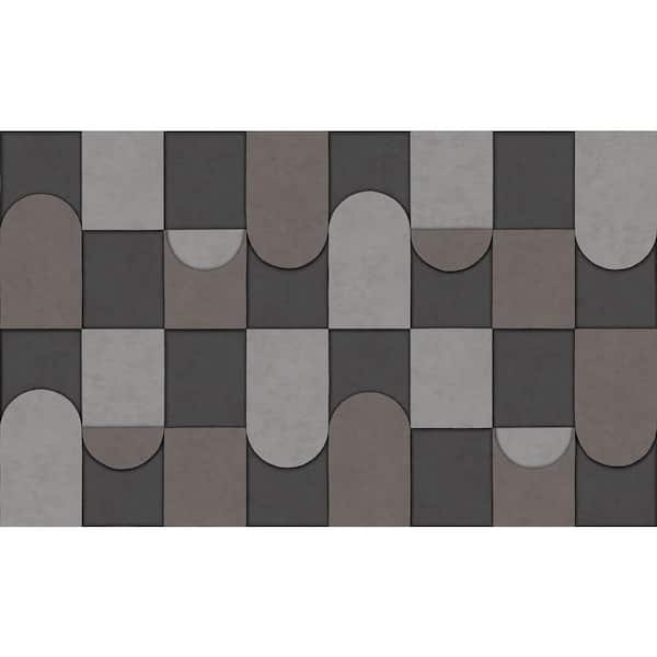 Walls Republic Taupe & Anthracite 3D Patchwork Print Non-Woven Paper Paste the Wall Textured Wallpaper 57sqft