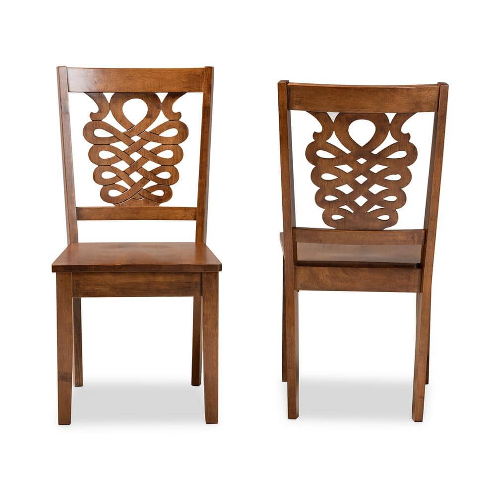 Walnut Brown Low Wood and Cane Arm Chair