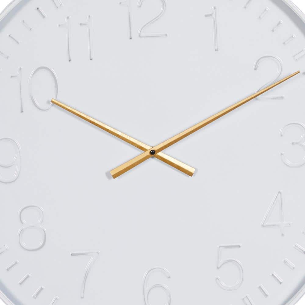 24" White and Gold Metal Round Wall Clock