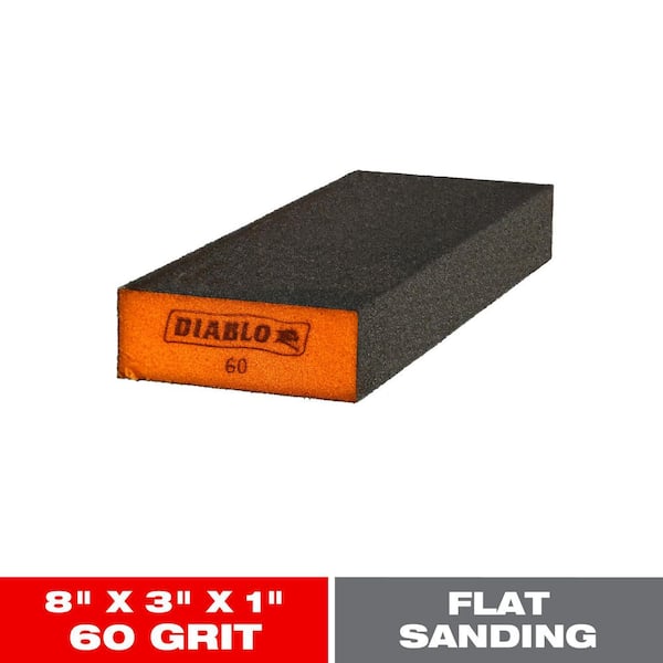8 in. x 3 in. x 1 in. 60 Grit Medium Extended Flat Edge Sanding Sponge