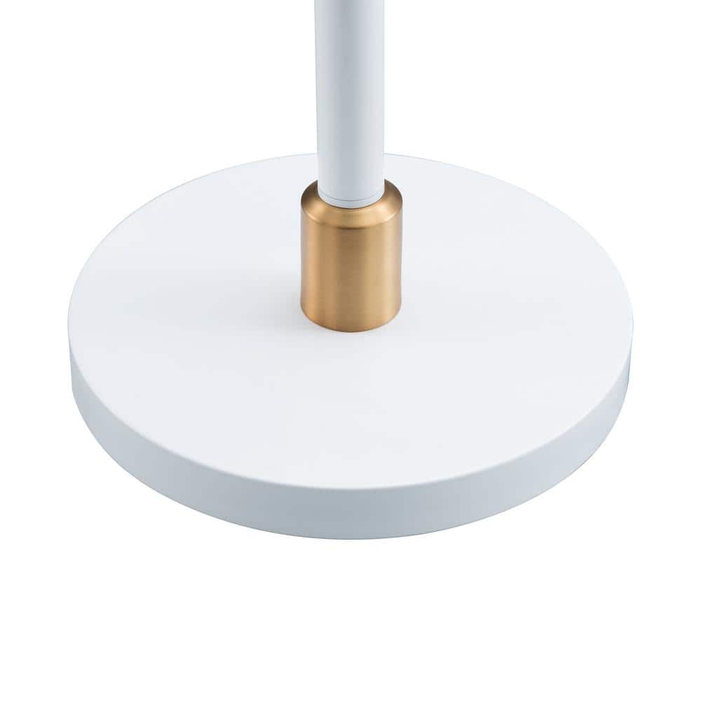 Matte White and Brass Adjustable Arc Floor Lamp with Smart Home Compatibility