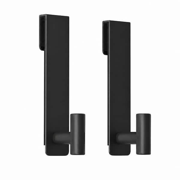 Over-the-Door Towel Hook in Black Finish for Bathroom Frameless Glass Shower Door Anti-Slip Sponge Mat 2 Pack