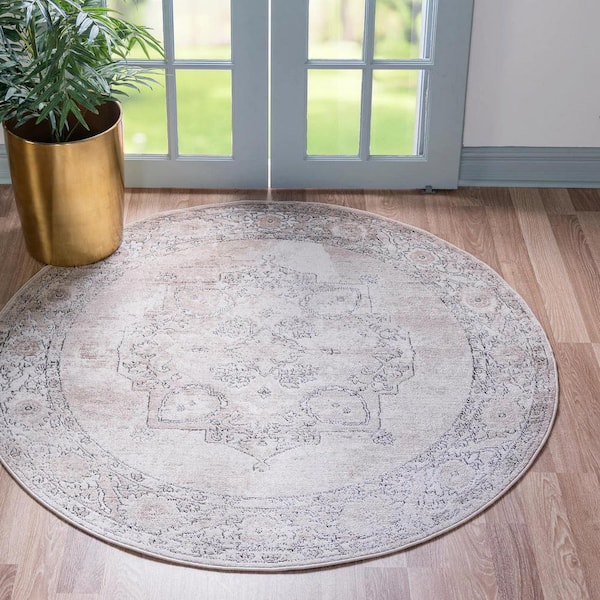 Portland Canby Ivory/Beige 3 ft. x 3 ft. Round Area Rug