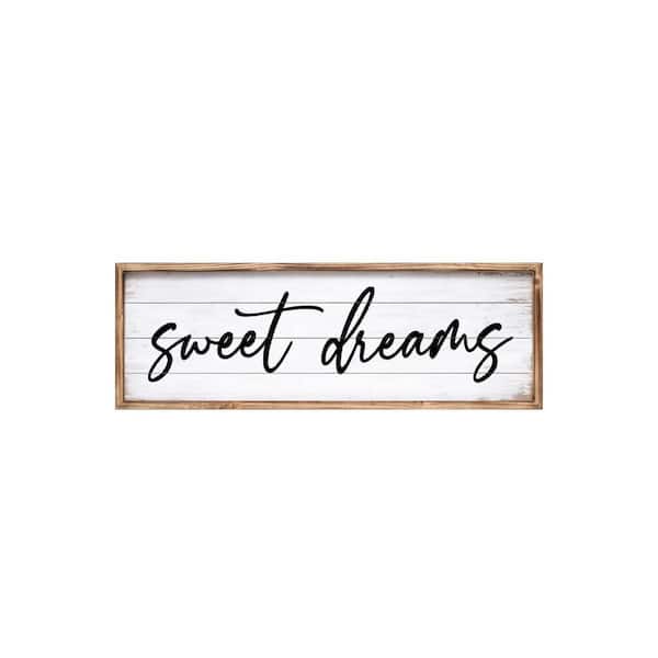 15 in. x 42 in. White"Sweet Dreams" by Master Bedroom Framed Wooden Wall Art