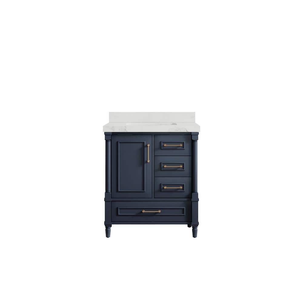 Hudson 30 in. W x 22 in. D x 36 in. H Bath Vanity in Navy Blue with 2 in. Calacatta Nuvo Top price history on PriceWatchPro