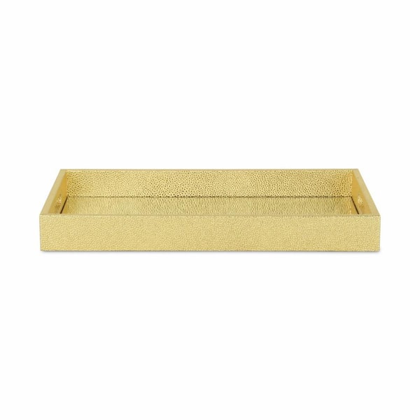 Gold Rectangle Wood 15.75 in. Decorative Tray
