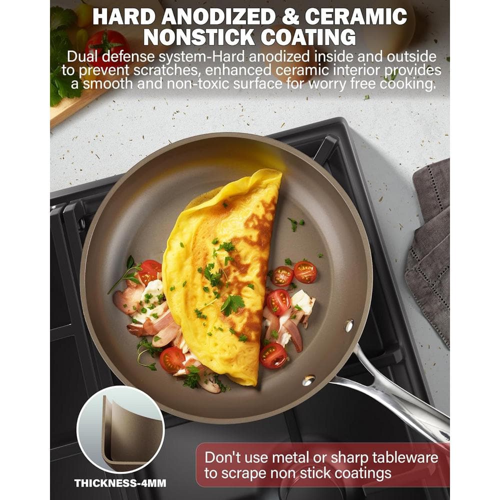 10.5-Inch Bronze Aluminum Ceramic Nonstick Frying Pan