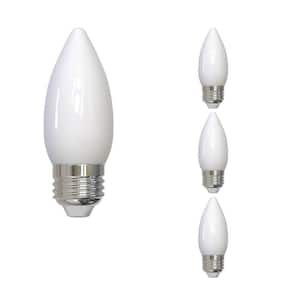 60 - Watt Equivalent Warm White Light B11 (E26) Medium Screw Base Dimmable Milky 2700K LED Light Bulb (4-Pack)