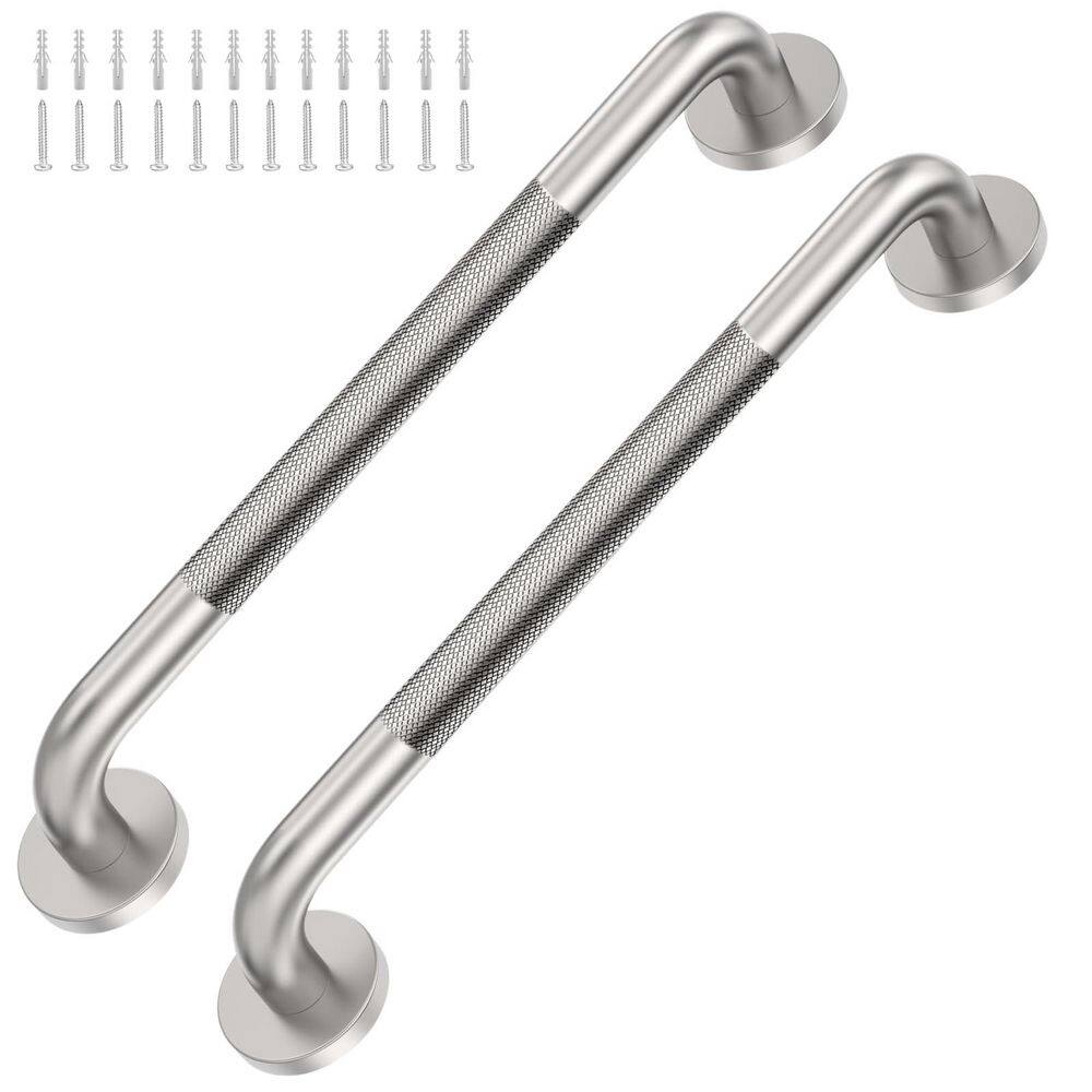 2-Piece 18 in. x 1.25 in. Stainless Steel Shower Grab Bars in Brushed Nickel Knurled, 500 lb. Support, Easy To Install price history on PriceWatchPro