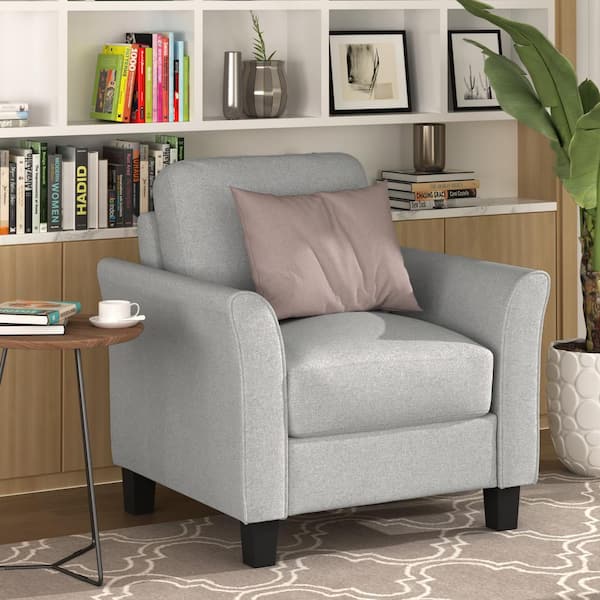 Gray Accent Arm Chair Lamb Fleece Fabric Sofa Modern Single Sofa with  Support Pillow Tool-Free Assembly XS-W1765106567 - The Home Depot