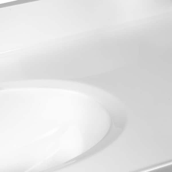 49 in. W x 19 in. D Cultured Marble Vanity Top in Solid White with Solid White Basin with 4 in. Faucet Spread 49 in. W x 19 in. D Cultured Marble Vanity Top in Solid White with Solid White Basin with 4 in. Faucet Spread