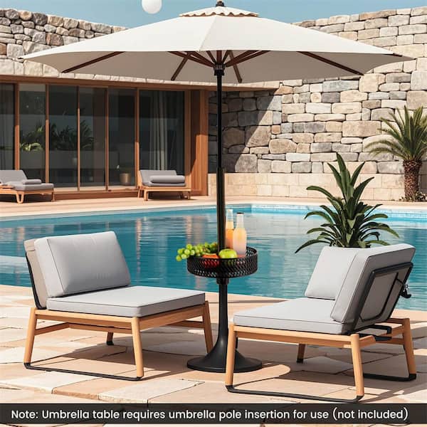 Round ABS 4.5 in. Outdoor Umbrella Table Tray with Storage Fit 1.5 in./1.34 in./1.26 in. Umbrella Poles