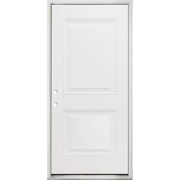 Steves & Sons Legacy 32 in. x 80 in. 2 Panel Squaretop Right-Hand/Inswing White Primed Fiberglass Prehung Front Door