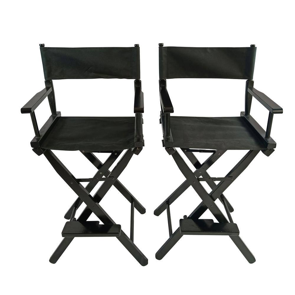 Casual Outdoors Folding Director Patio Chair (Set of 2), Black