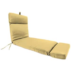 Sunbrella 72 in. x 22 in. Canvas Wheat Yellow Solid Rectangular French Edge Outdoor Chaise Lounge Cushion
