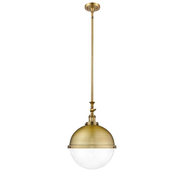 Innovations Hampden 1-Light Brushed Brass Globe Pendant Light with Clear Glass Shade
