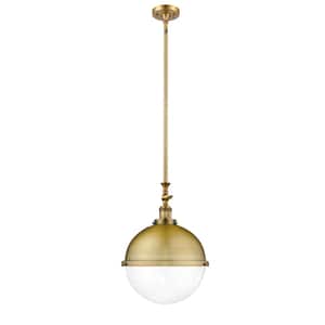 Hampden 1-Light Brushed Brass Globe Pendant Light with Clear Glass Shade