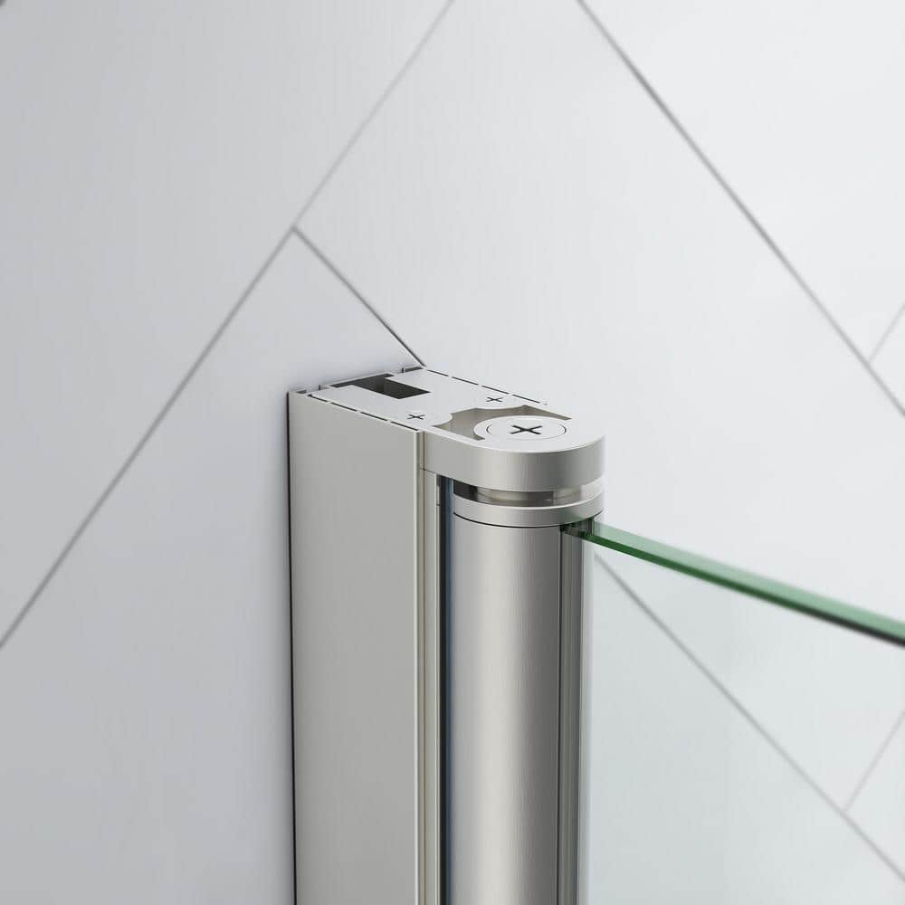 Pasadena 36'' Satin Nickel Frameless Corner Shower Kit with Shelves