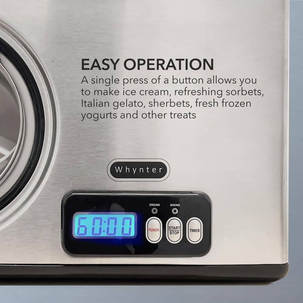 Stainless Steel 1.6 Qt Automatic Ice Cream Maker with LCD Display