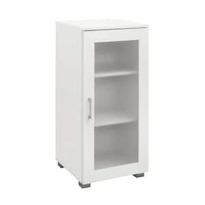 SignatureHome Wertner White Finish 34 in. H Curio Storage Cabinet With 3 Shelves Behind Doors. Dimensions (16Lx16Wx34H)