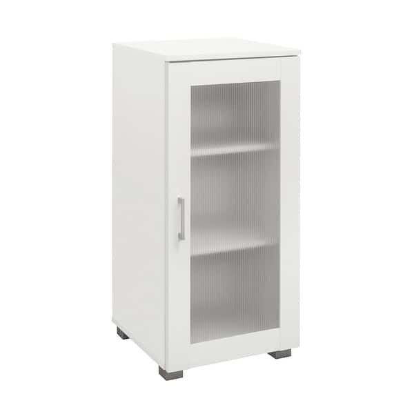 Signature Home SignatureHome Wertner White Finish 34 in. H Curio Storage Cabinet With 3 Shelves Behind Doors. Dimensions (16Lx16Wx34H)