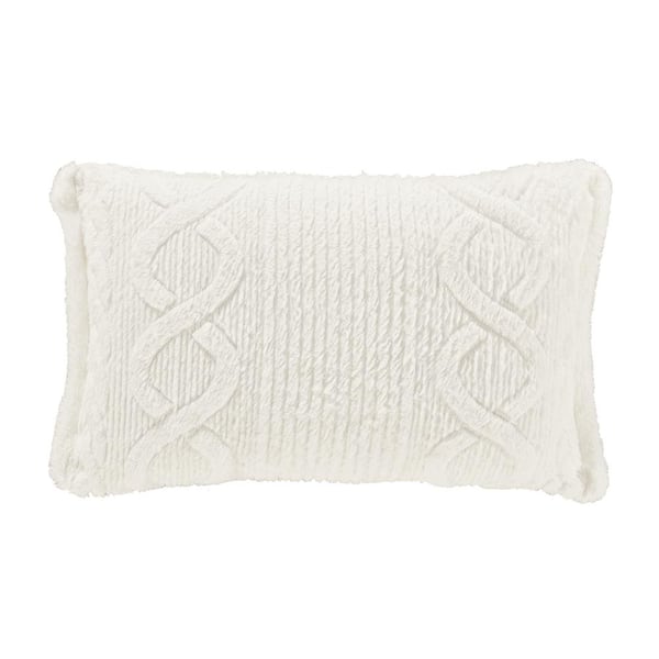 Caress Polyester Winter White Boudoir Decorative Throw Pillow 15 X 20 in.