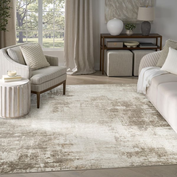 Dekor Ivory Taupe 8 ft. x 10 ft. Abstract Contemporary Area Rug