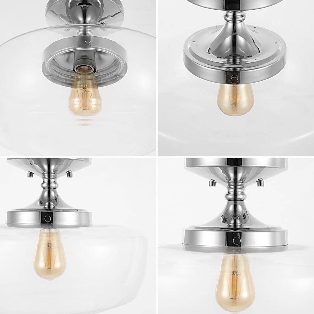 Marfa 14" Chrome and Glass Farmhouse Flush Mount Light