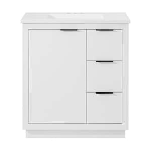 Harlock 31 in. W x 19 in. D x 35 in. H Single Sink Free Standing Bath Vanity in White with White Cultured Marble Top