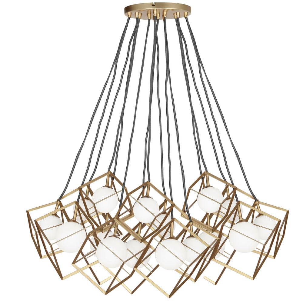 Contemporary Elegance 34'' Gold and White Globe Pendant Light