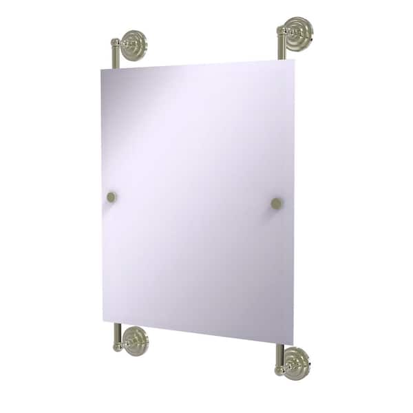 Allied Brass Que New Collection 25 in. x 33 in. Rectangular Frameless Rail Mounted Mirror in Polished Nickel