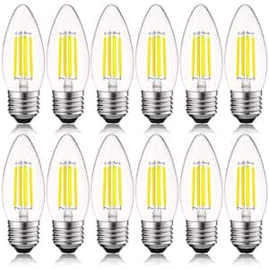 60-Watt Equivalent B10 Dimmable Edison LED Light Bulbs Torpedo Tip Clear Glass 5000K Bright White (12-Pack)