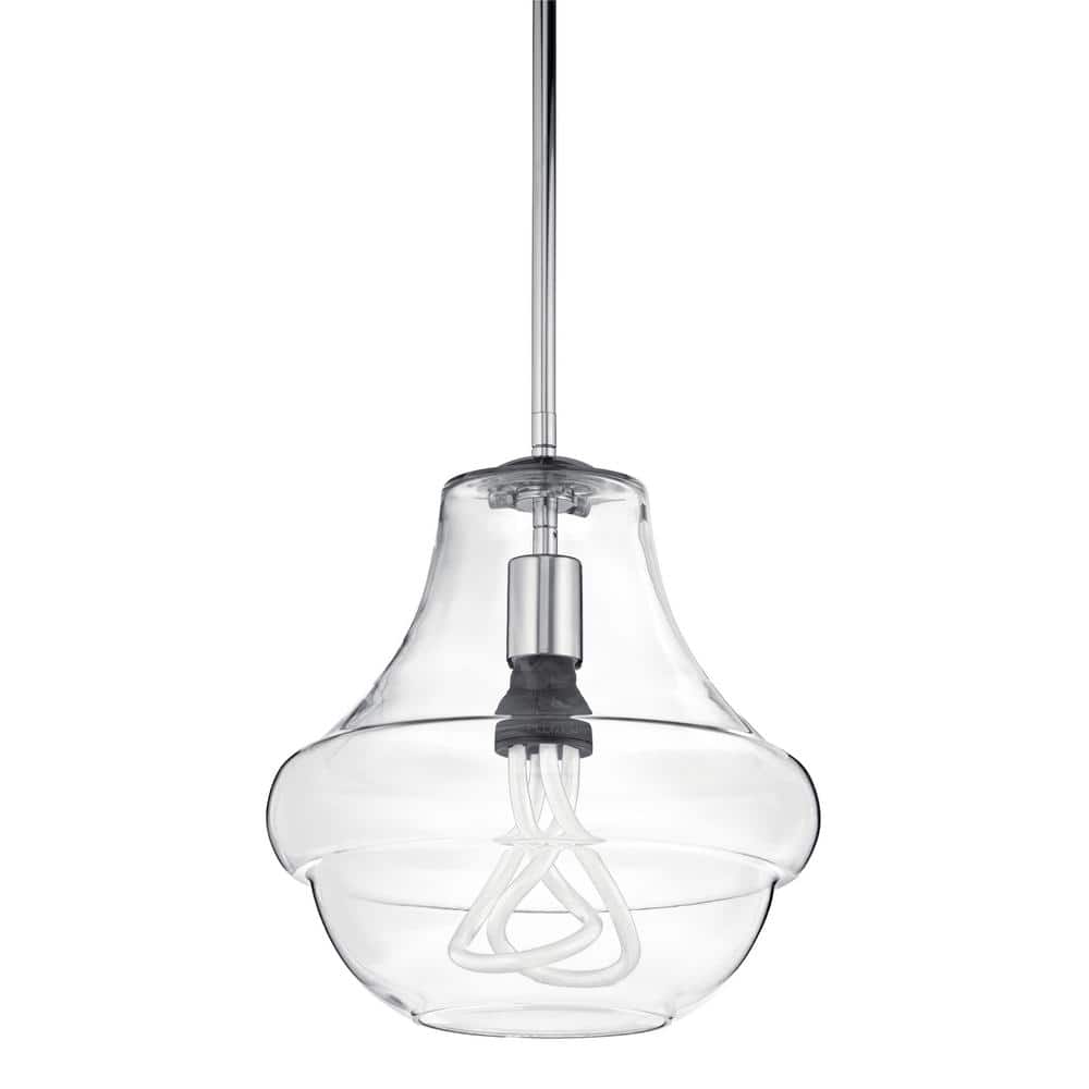 Everly 10.25" Clear Glass Chrome Schoolhouse Pendant Light