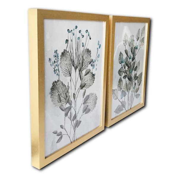 x Each 20 The Home Silver Framed in. 2) of Leaves - Print 16 Depot in. Botanical Nature kc4428a (Set Art