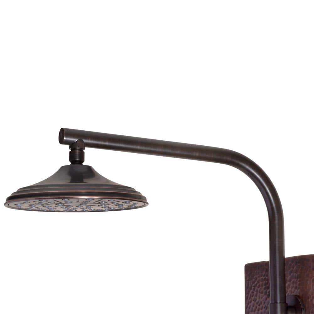 Sedona Hammered Copper and Oil-Rubbed Bronze Shower Panel with Rain Showerhead